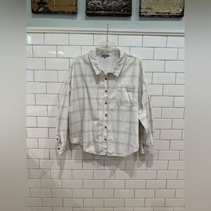 Wishlist Cream Plaid Button Down Shirt